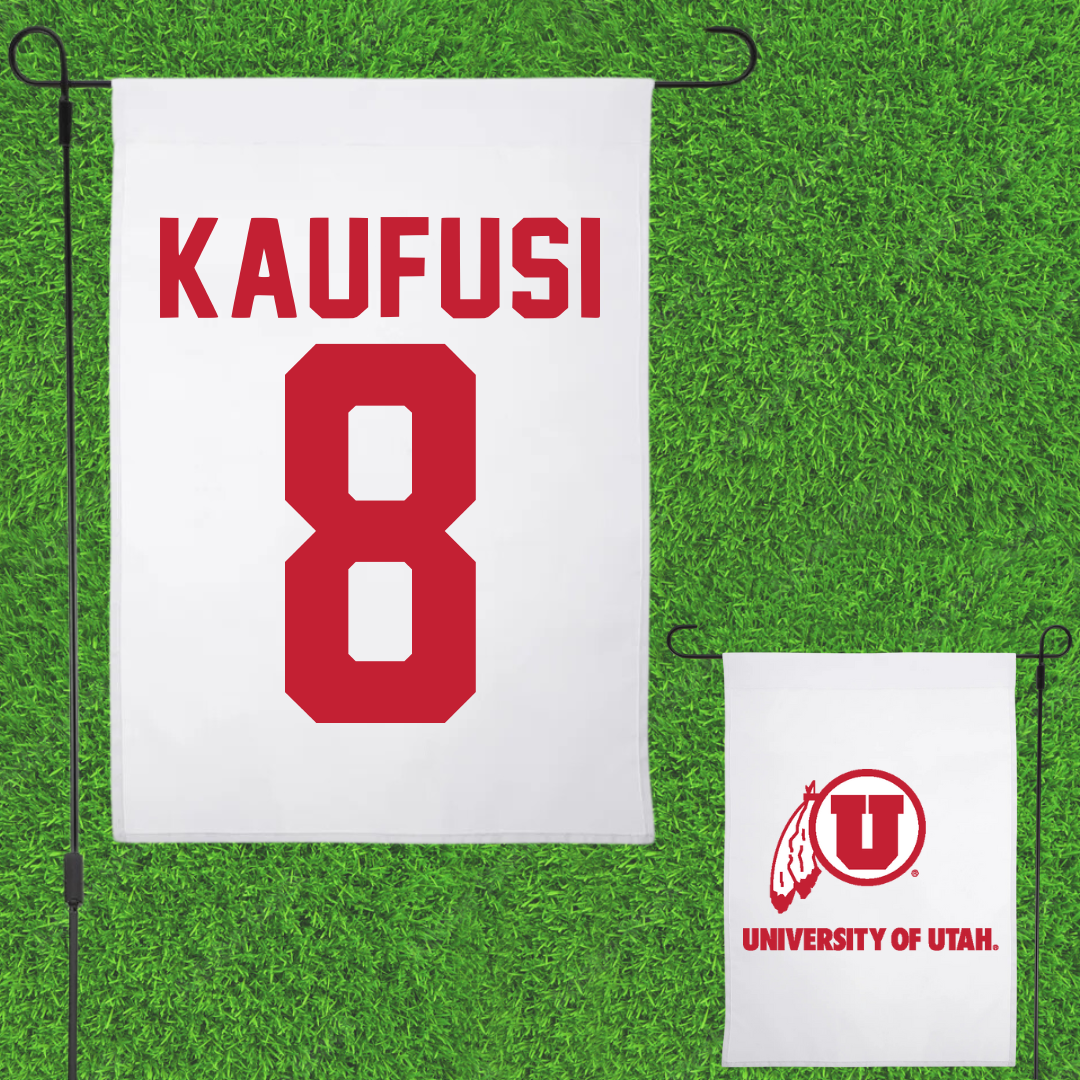University of Utah Soccer White Garden Flag - #8 Taliana Kaufusi