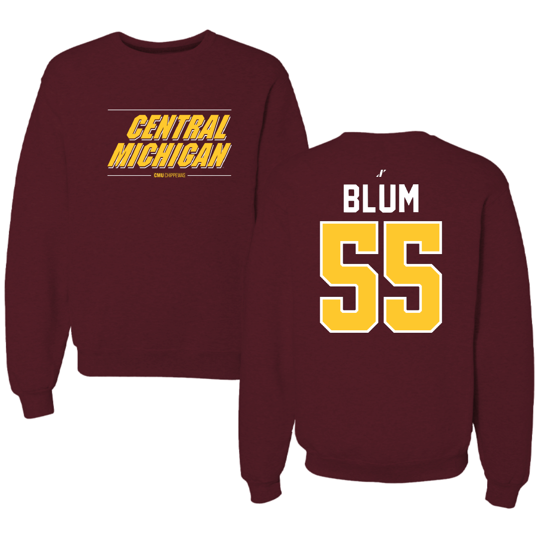Central Michigan University Football Maroon General Crewneck - #55 Ryan Blum