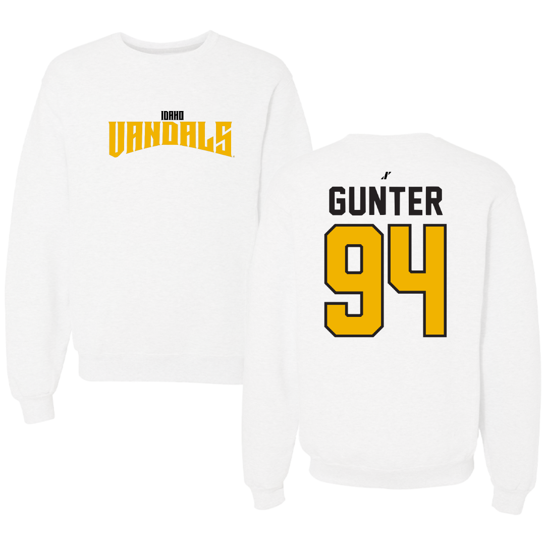 University of Idaho Football White Classic Crewneck - #94 Payton Gunter