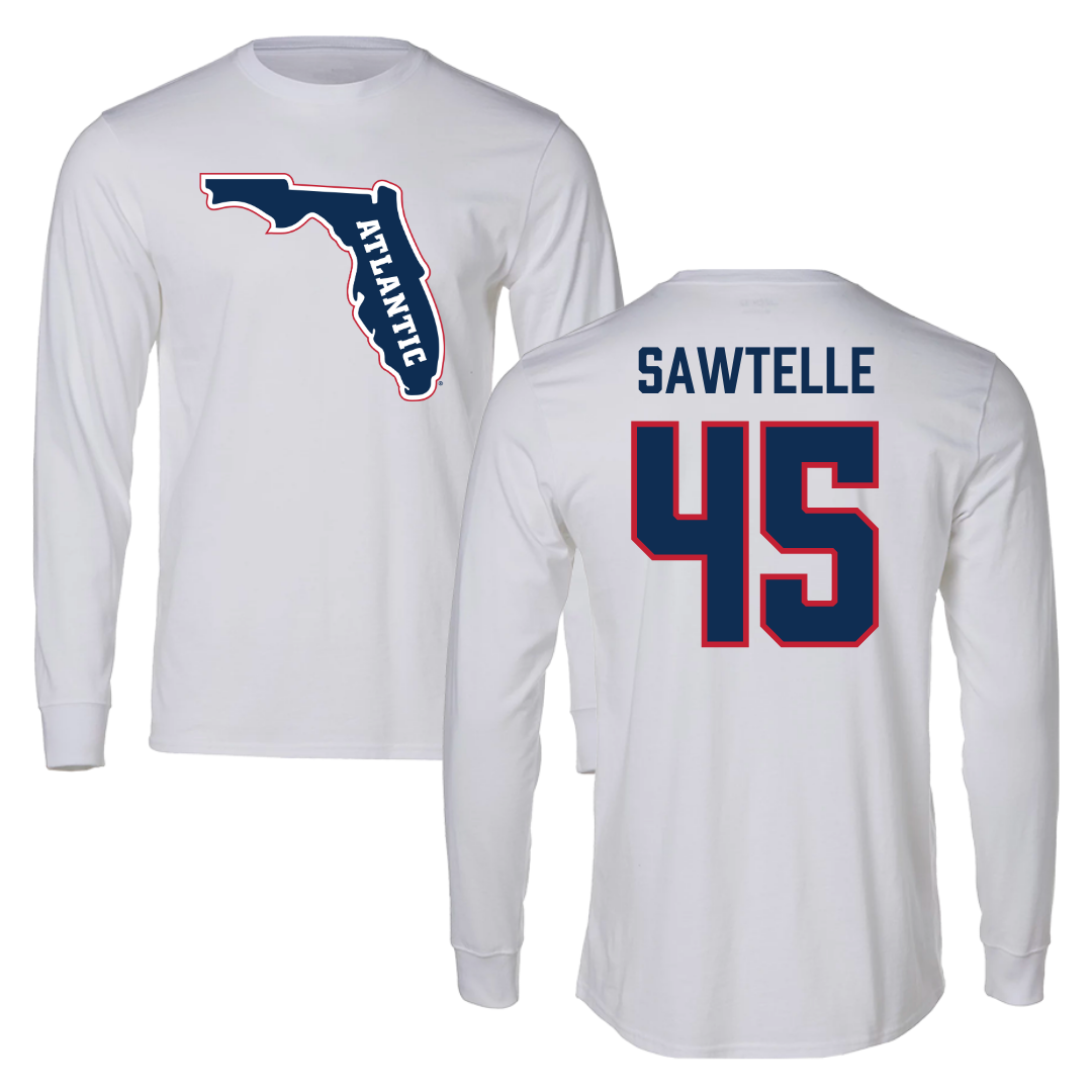 Florida Atlantic University Football White Long Sleeve - #45 Makai Sawtelle