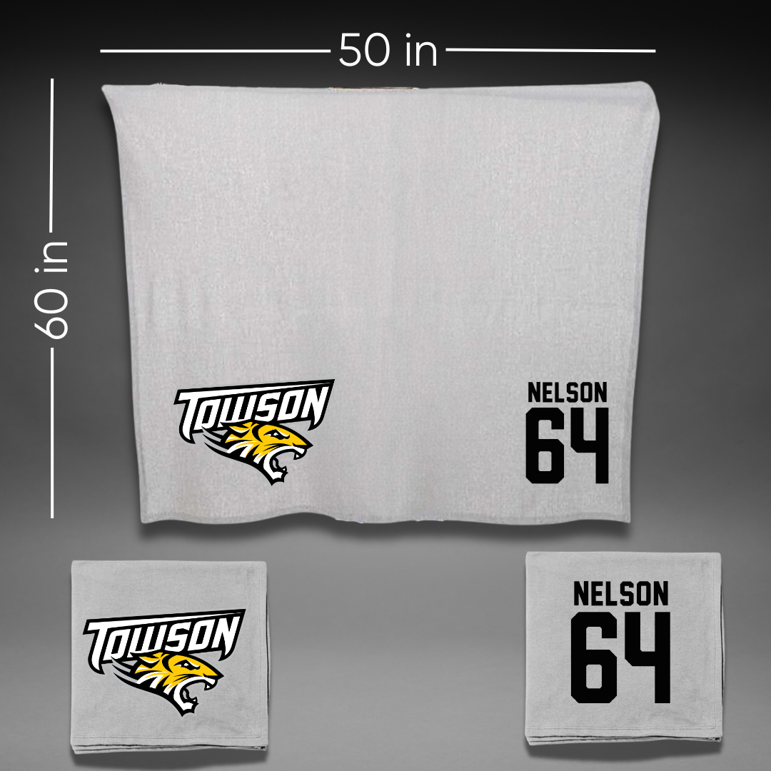 Towson University Football Gray Blanket - #64 Joden Nelson