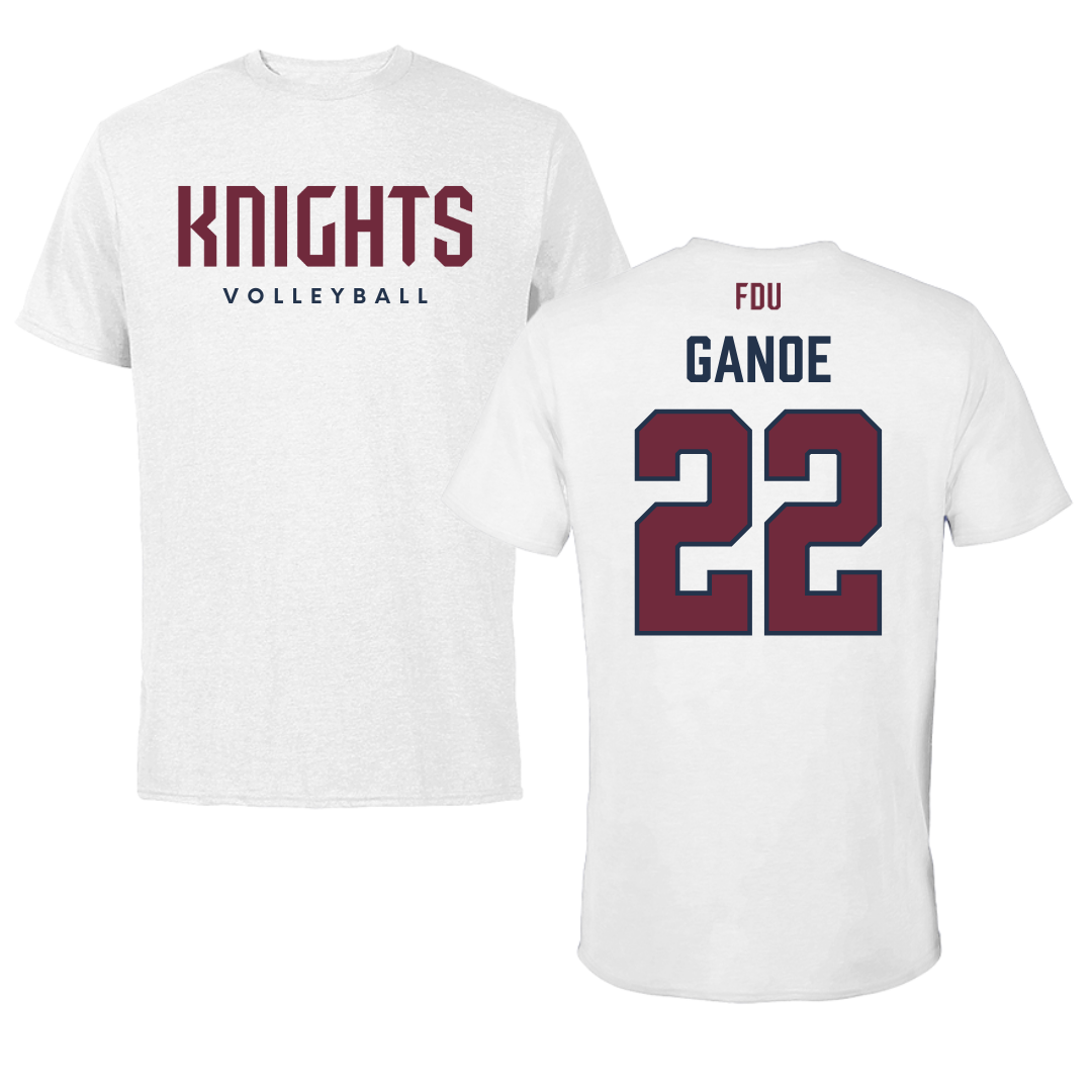 Fairleigh Dickinson University-Metropolitan Campus Volleyball White Tee - #22 Kyndal Ganoe