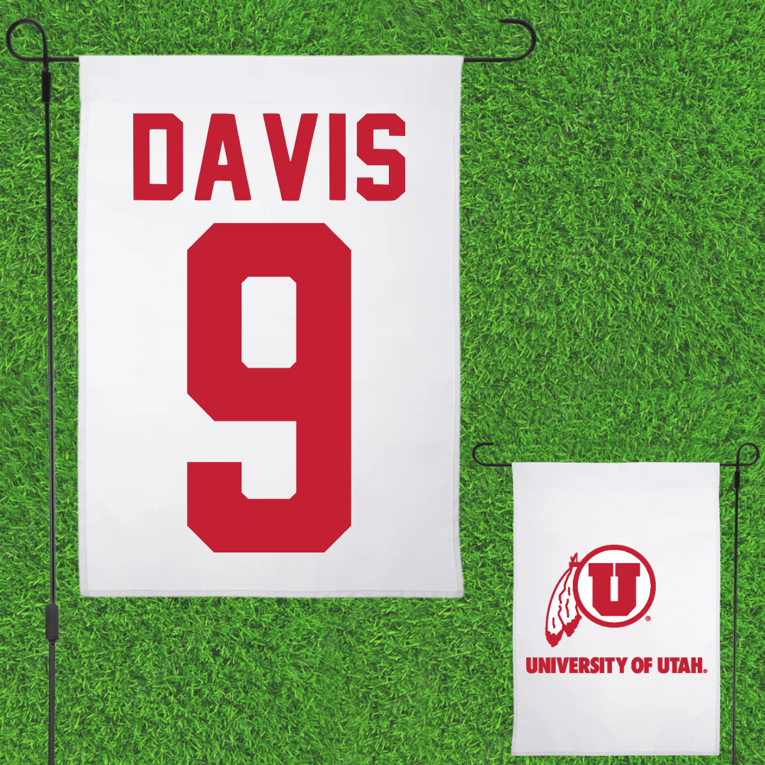 University of Utah Football White Garden Flag - #9 Elijah Davis