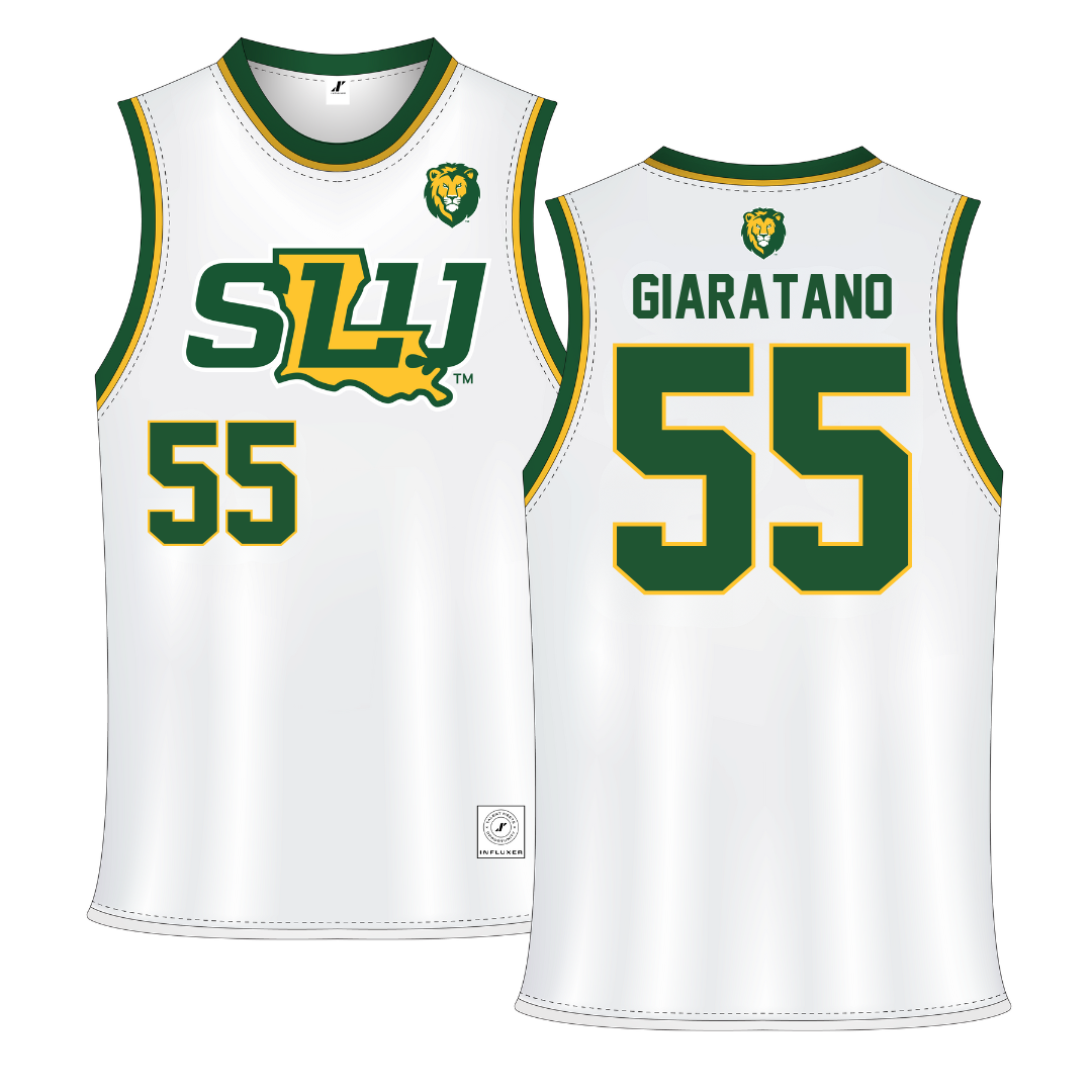 Southeastern Louisiana University White Basketball Jersey - #55 Hailey Giaratano