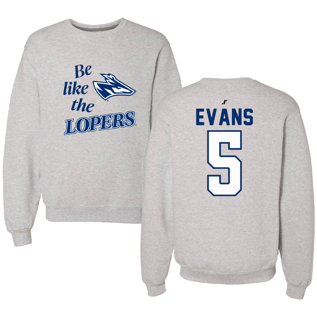University of Nebraska at Kearney Basketball Light Gray Be Like Us Crewneck - #5 Sean Evans
