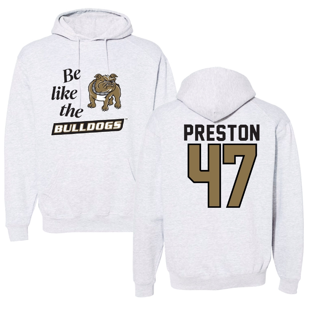 Bryant University Lacrosse Light Gray Be Like Us Hoodie - #47 Trevor Preston