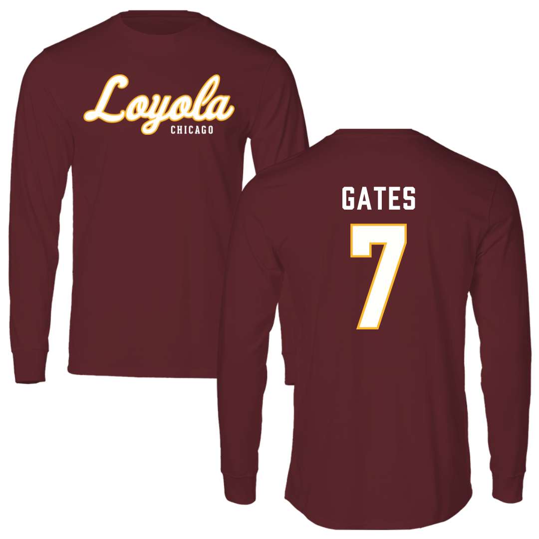 Loyola University-Chicago Soccer Maroon Long Sleeve - #7 John Gates