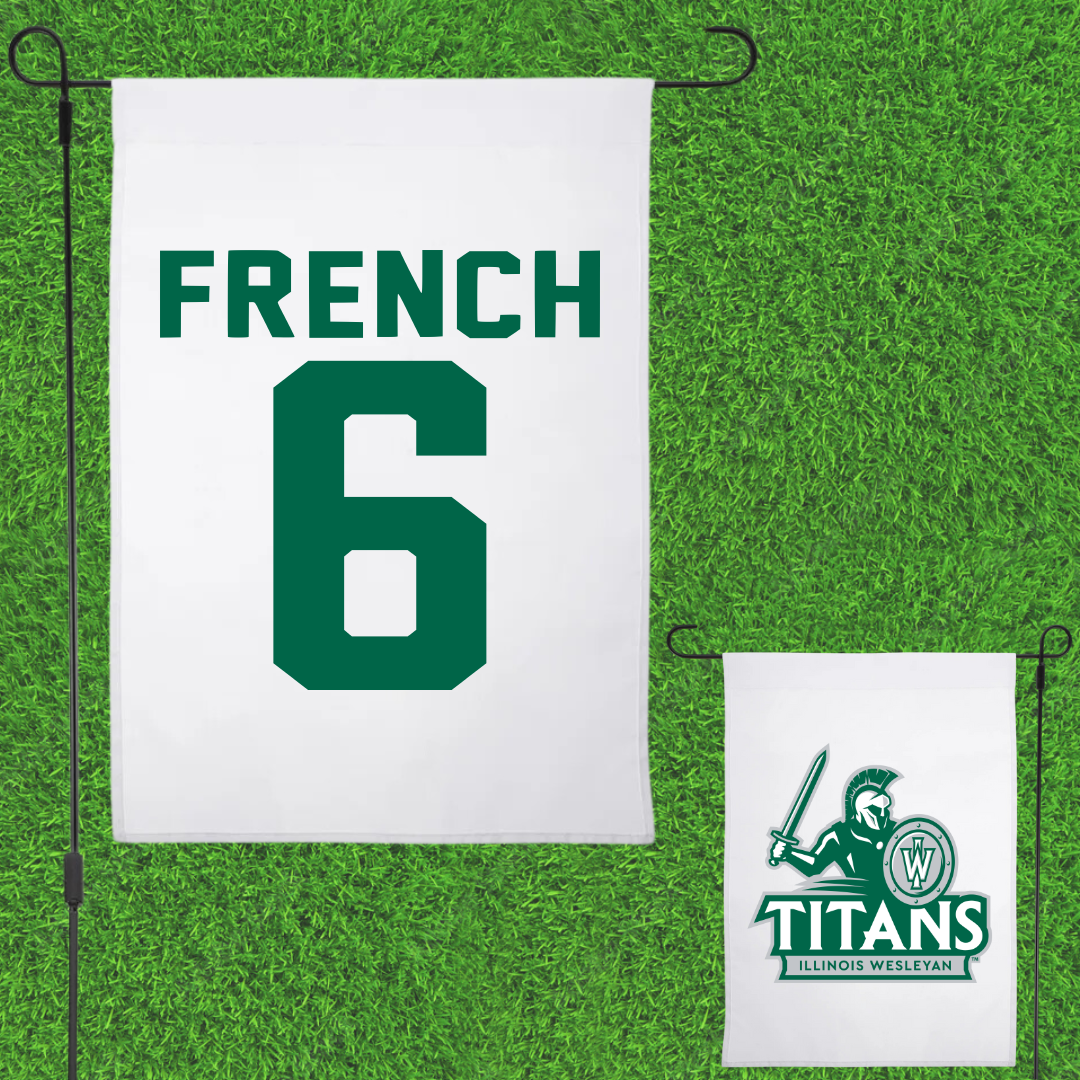 Illinois Wesleyan University Volleyball White Garden Flag - #6 Taylor French