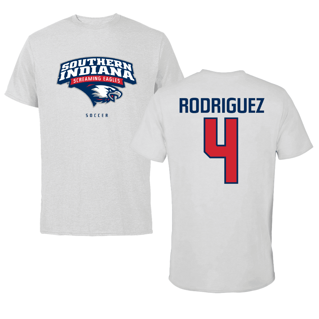 University of Southern Indiana Soccer Light Gray Tee - #4 Diego Rodriguez