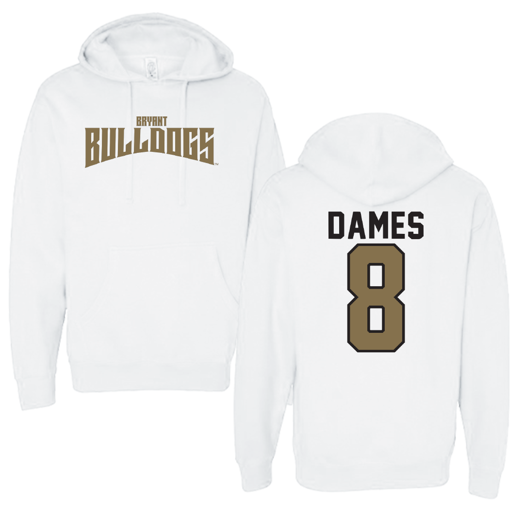 Bryant University Football White Classic Hoodie - #8 Javin Dames