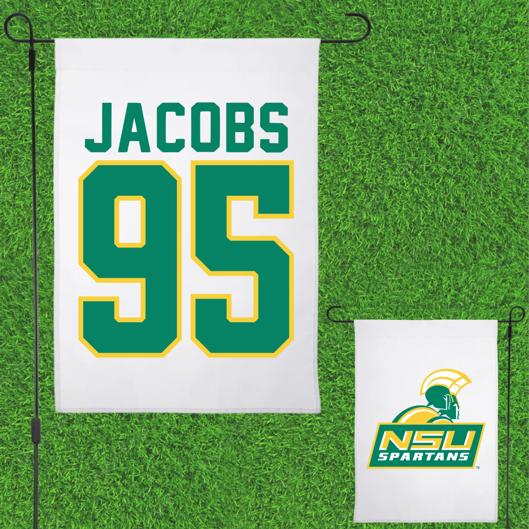 Norfolk State University Football White Garden Flag - #95 Levontae Jacobs