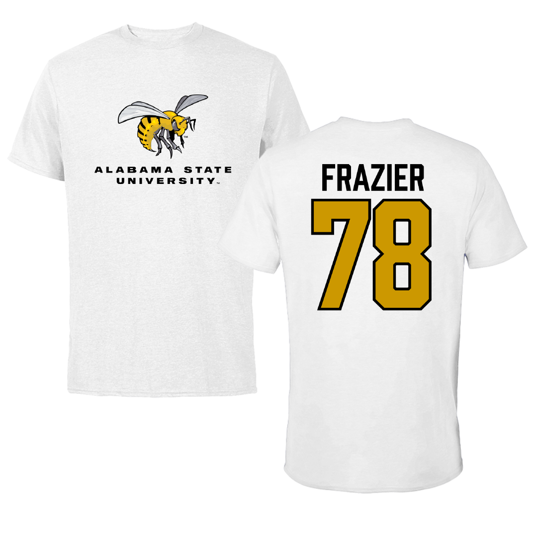 Alabama State University Football White Tee - #78 Jeremiah Frazier