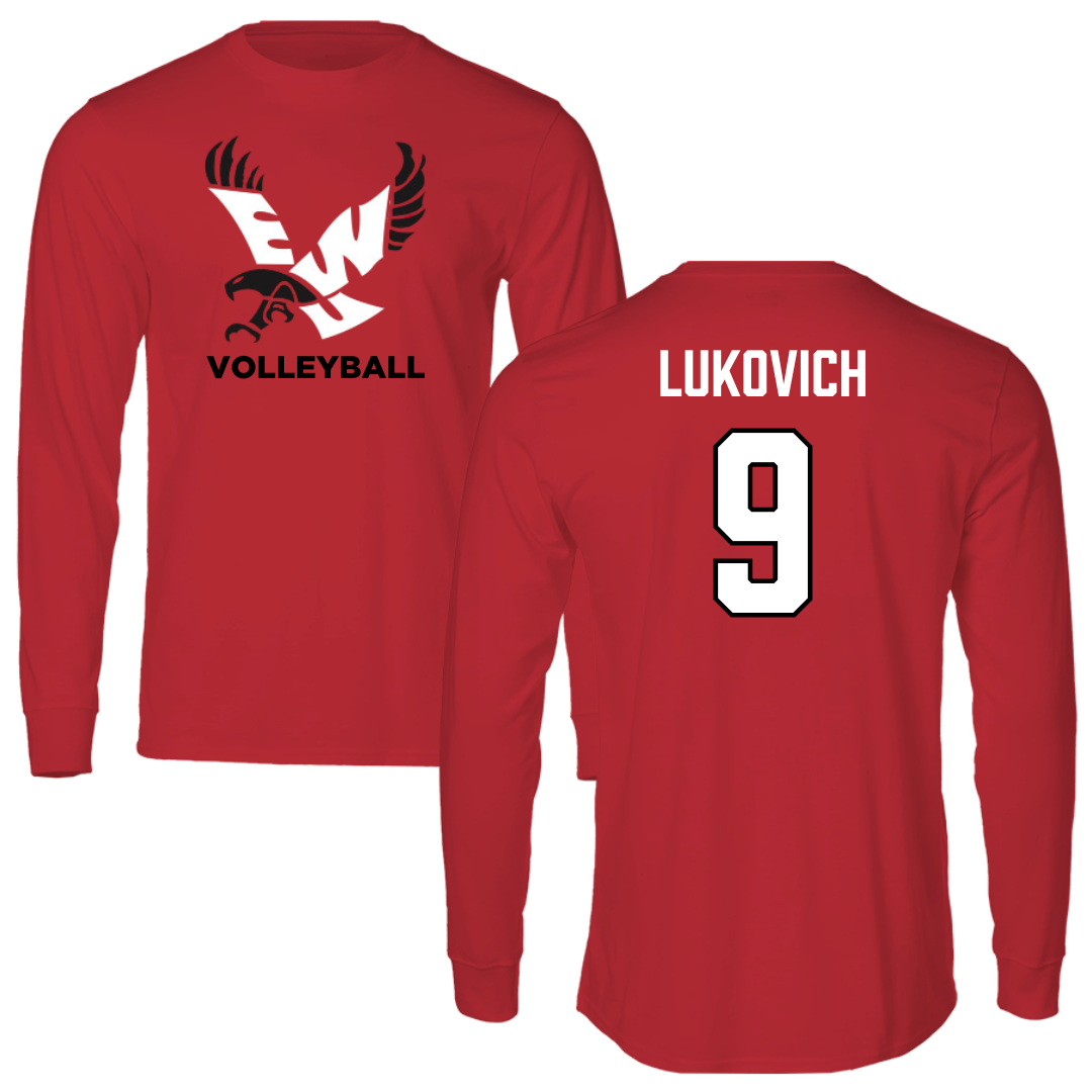 Eastern Washington University Volleyball Red EWU Long Sleeve - #9 Kalista Lukovich