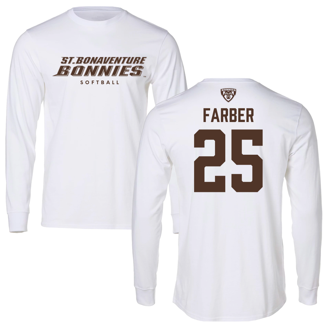 St. Bonaventure University Softball White Long Sleeve - #25 Abby Farber