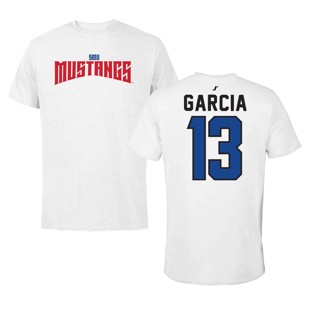 Southern Methodist University Soccer White Classic Tee - #13 Richie Garcia