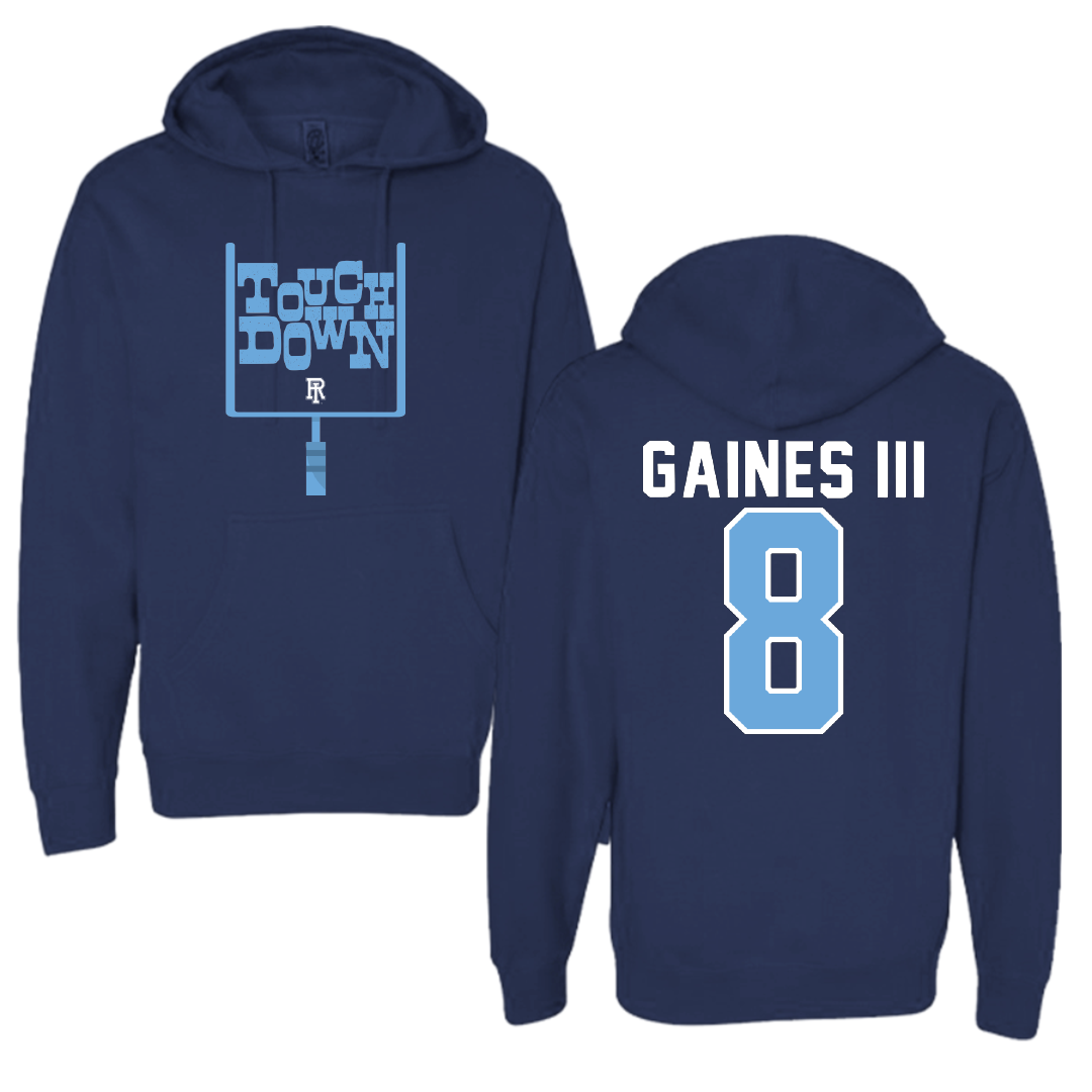 University of Rhode Island Football Navy Touchdown Hoodie - #8 Greg Gaines III