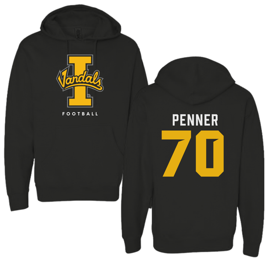 University of Idaho Football Black Vandals Hoodie - #70 Zach Penner