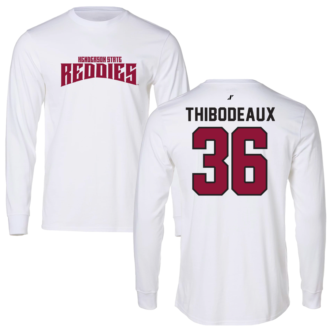 Henderson State University Football White Classic Long Sleeve - #36 Eric Thibodeaux