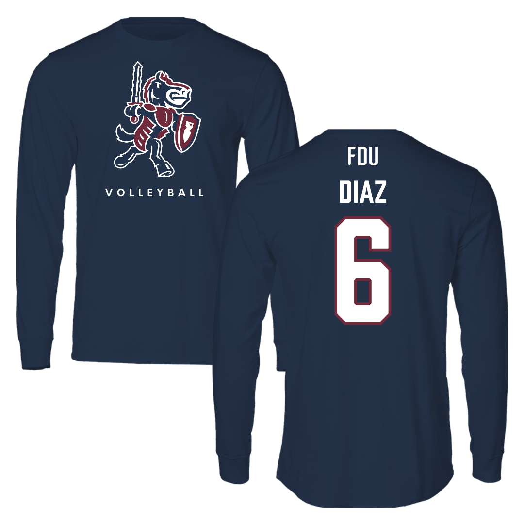 Fairleigh Dickinson University-Metropolitan Campus Volleyball Navy Long Sleeve - #6 Diego Diaz