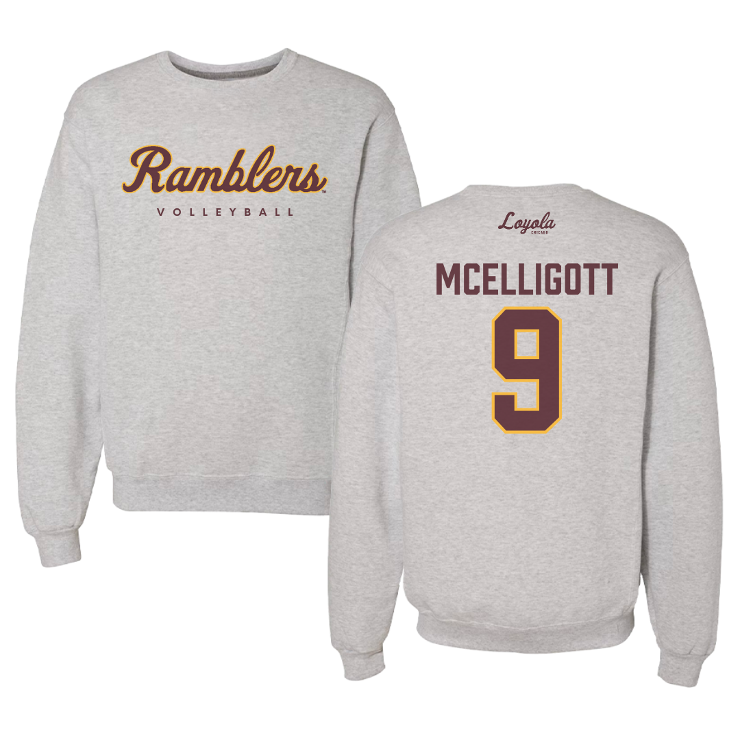 Loyola University-Chicago Volleyball Gray Crewneck - #9 Ryan McElligott
