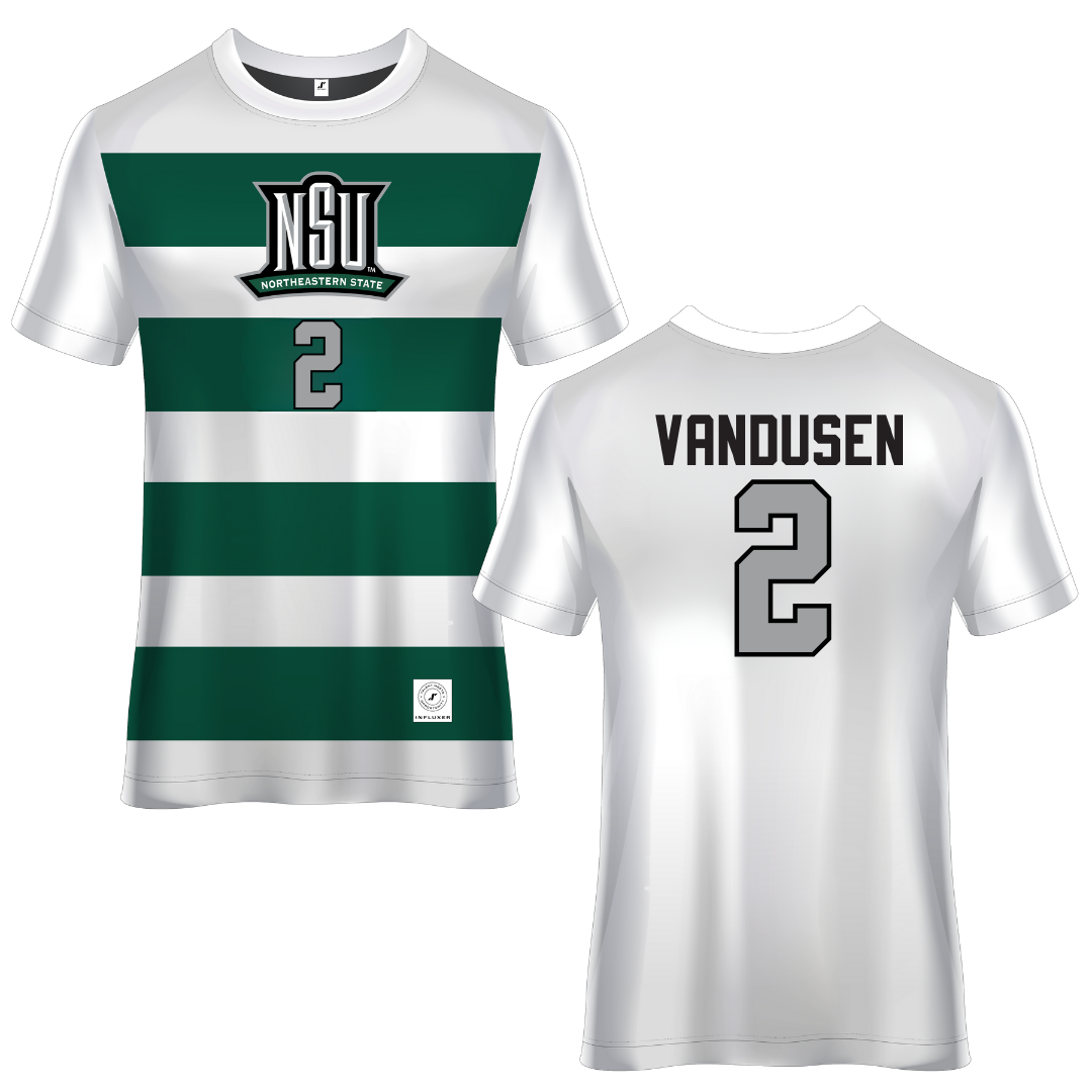 Northeastern State University White Soccer Jersey - #2 Ethan VanDusen