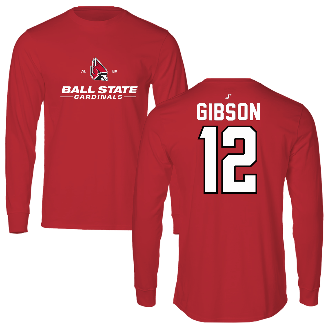 Ball State University Softball Red General Long Sleeve - #12 Kaitlyn Gibson