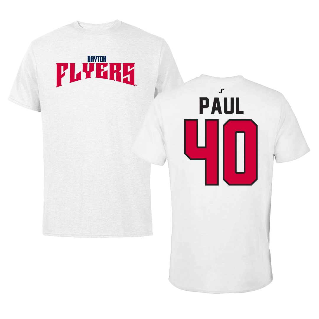 University of Dayton Football White Classic Tee - #40 Kyler Paul