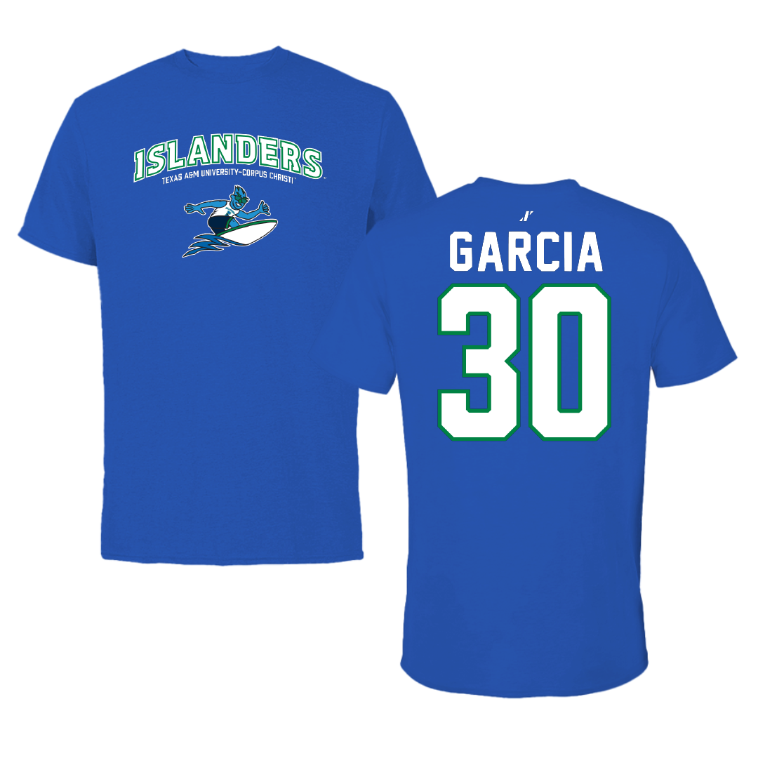 Texas A&M University-Corpus Christi Baseball Blue General Performance Tee - #30 Zach Garcia