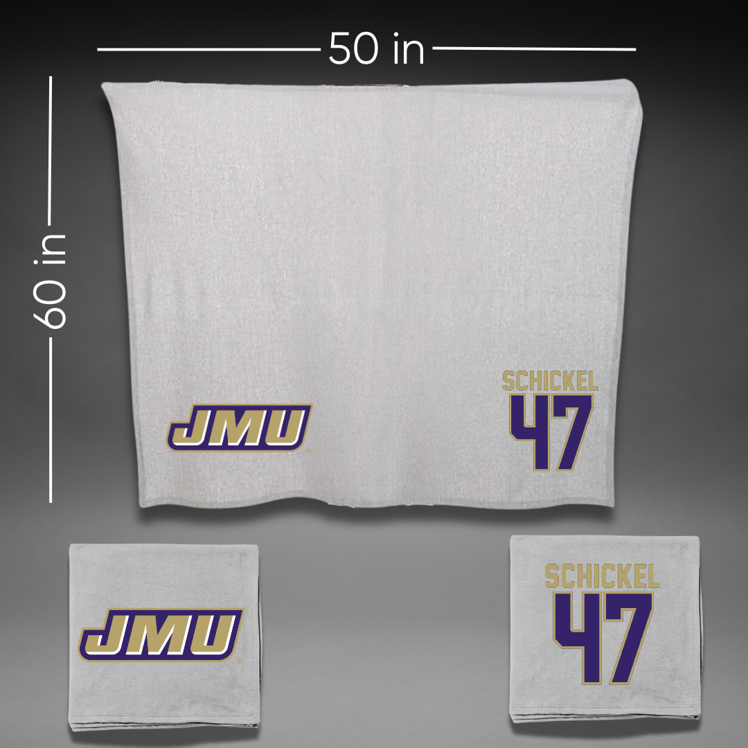 James Madison University Football Gray Blanket - #47 Kaden Schickel