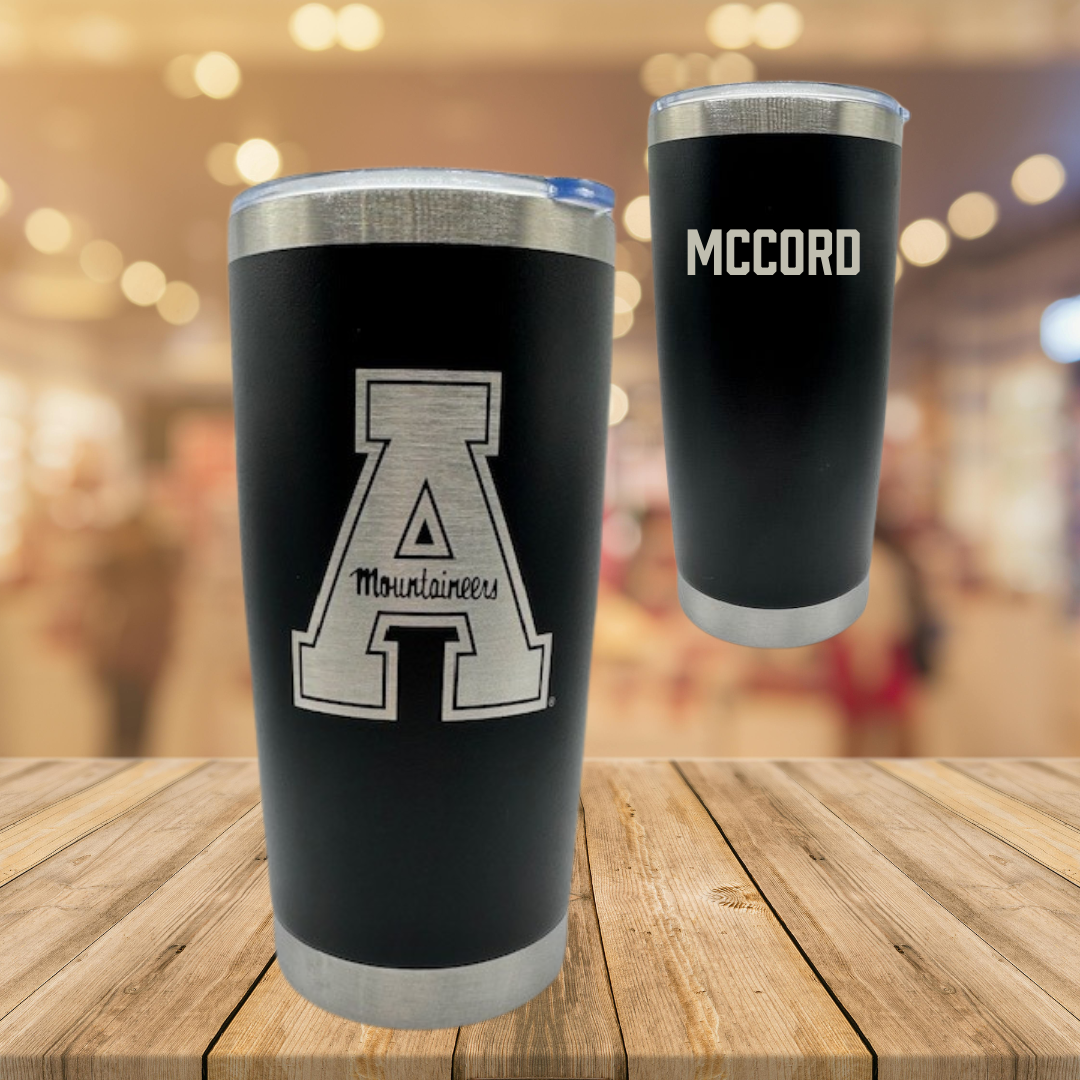 Appalachian State University TF and XC Black Stainless Steel Tumbler - Mariah McCord