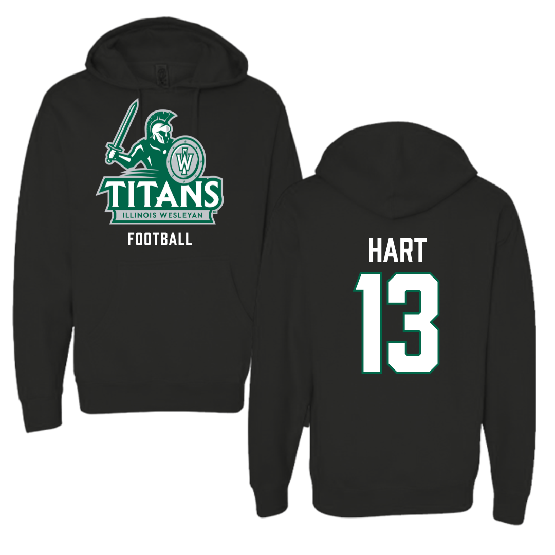 Illinois Wesleyan University Football Black Hoodie - #13 Shyne Hart