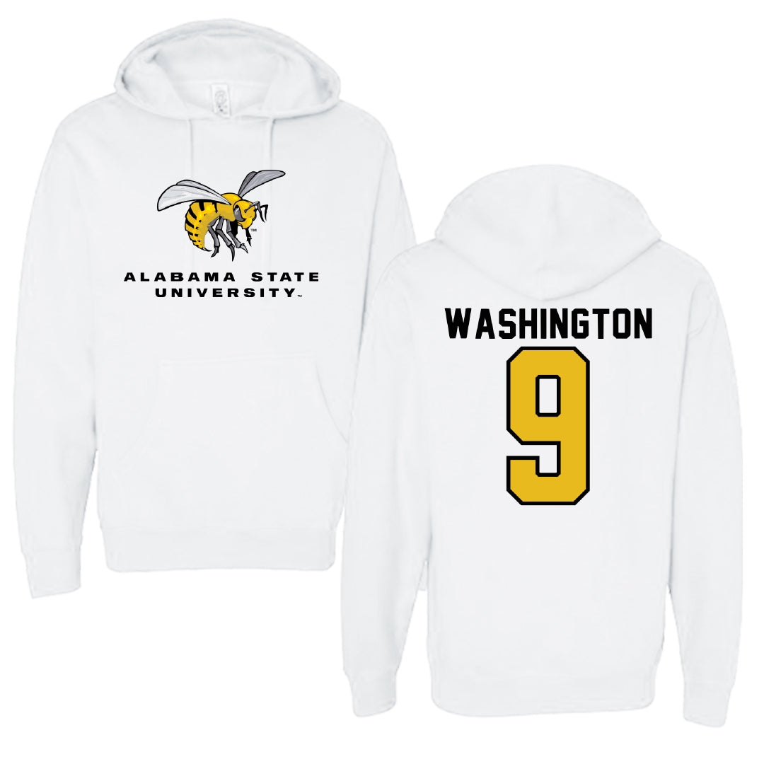 Alabama State University Soccer White Block Hoodie - #9 Sydney Washington