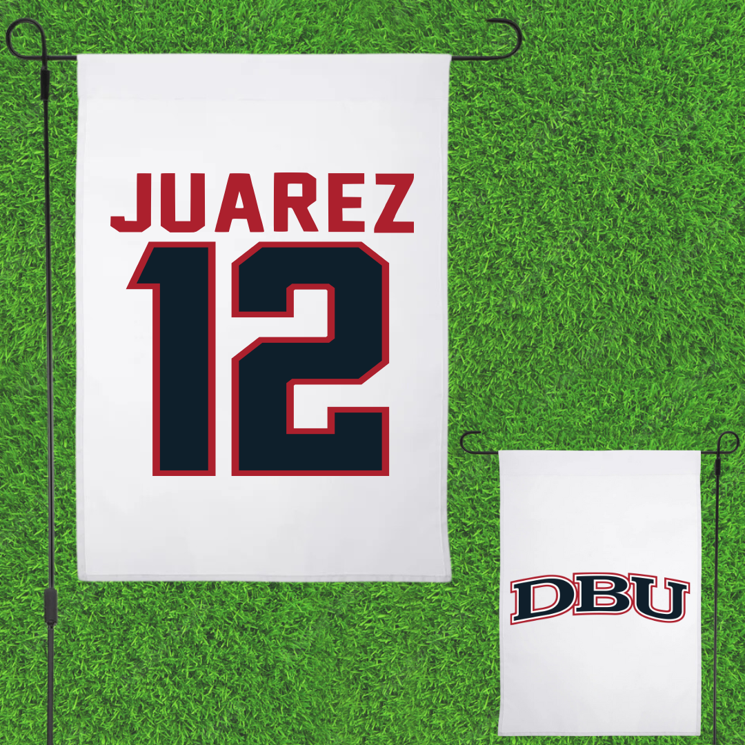 Dallas Baptist University Ice Hockey White Garden Flag - #12 Exavier Juarez