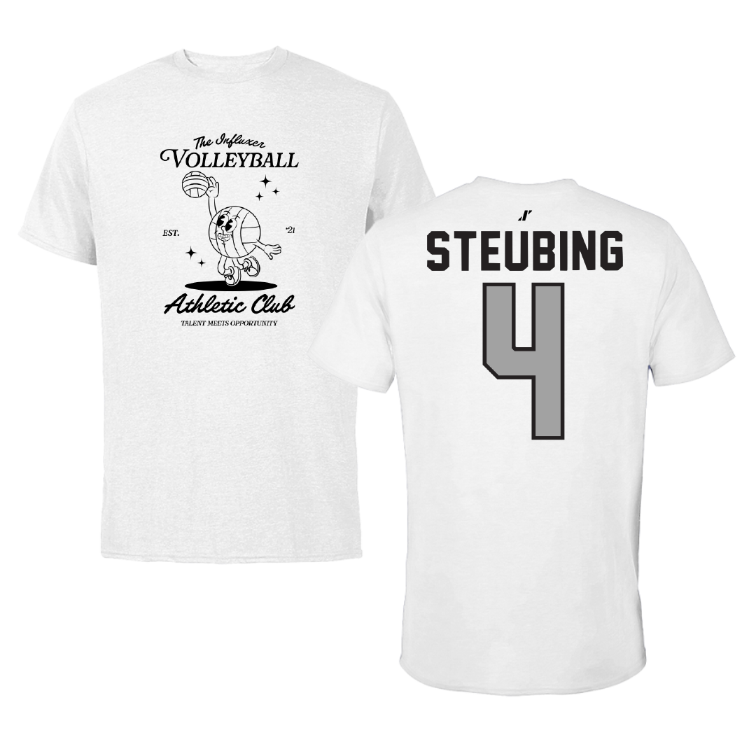 Volleyball White Influxer Athletic Club Tee - #4 Riley Steubing