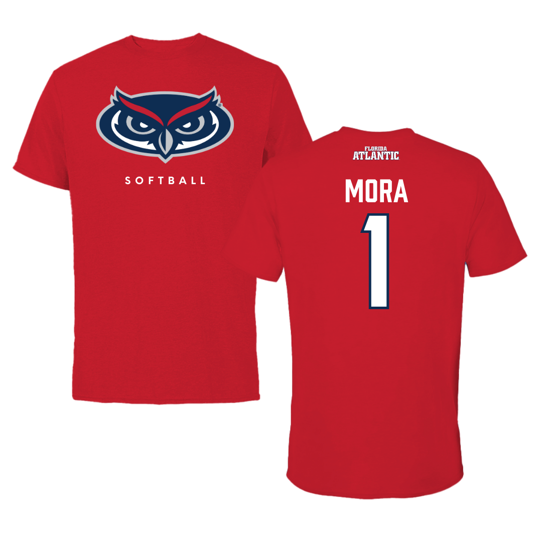 Florida Atlantic University Softball Red Jersey Performance Tee - #1 Jesiana Mora