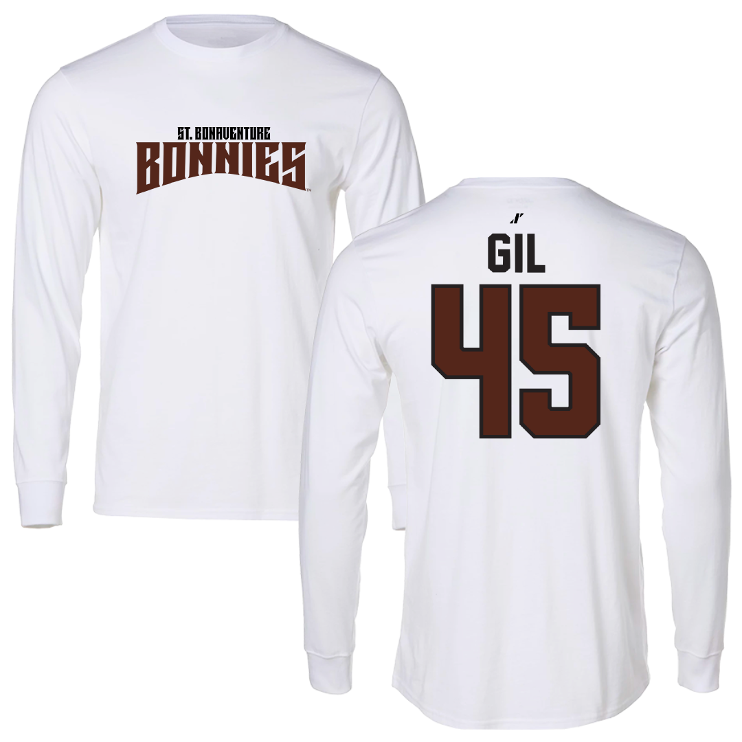 St. Bonaventure University Baseball White Classic Performance Long Sleeve - #45 Samuel Gil