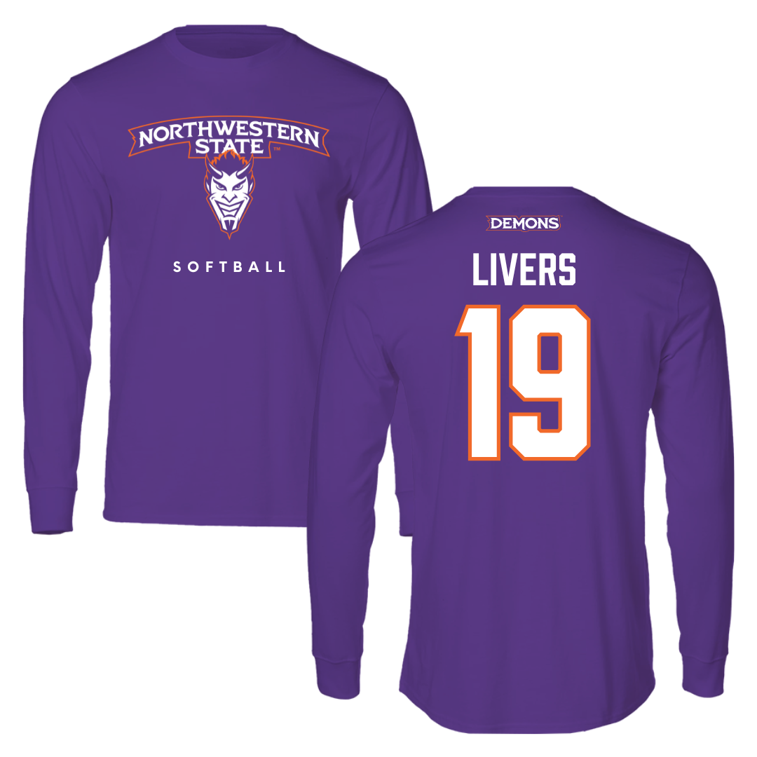Northwestern State University Softball Purple Performance Long Sleeve - #19 Sophia Livers
