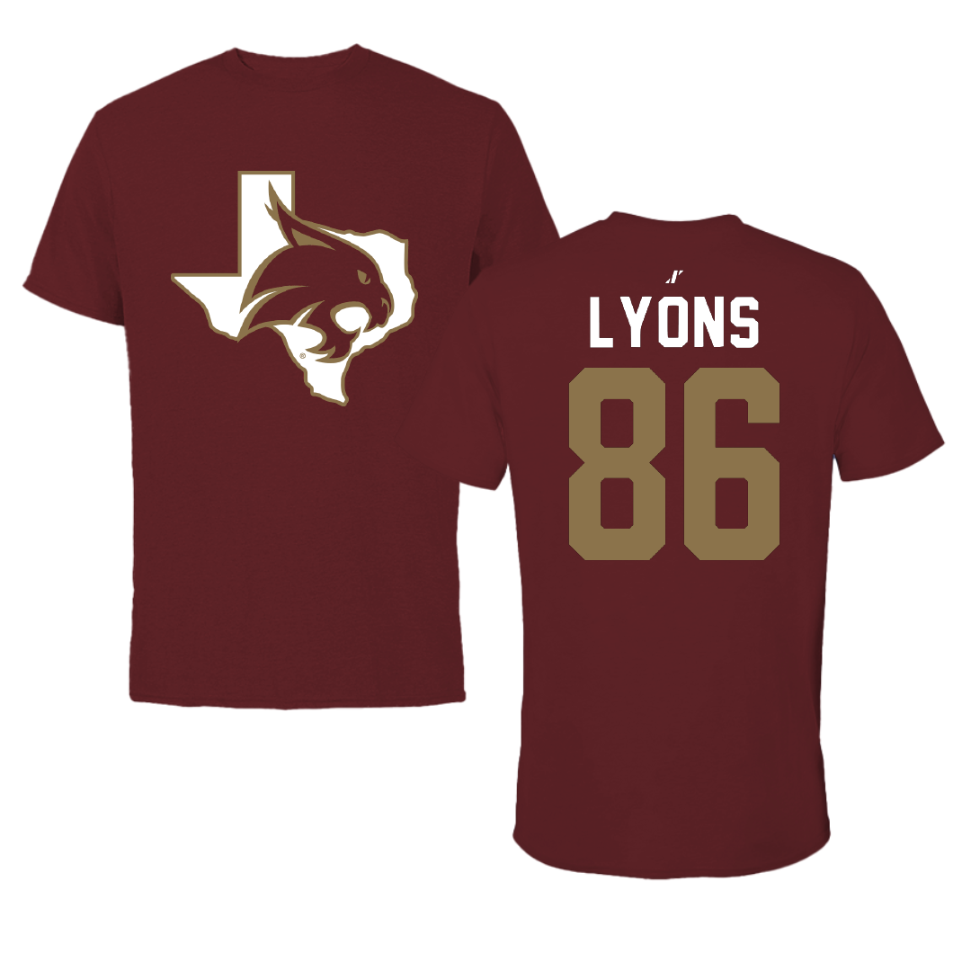 Texas State University Football Maroon State Performance Tee - #86 Titus Lyons