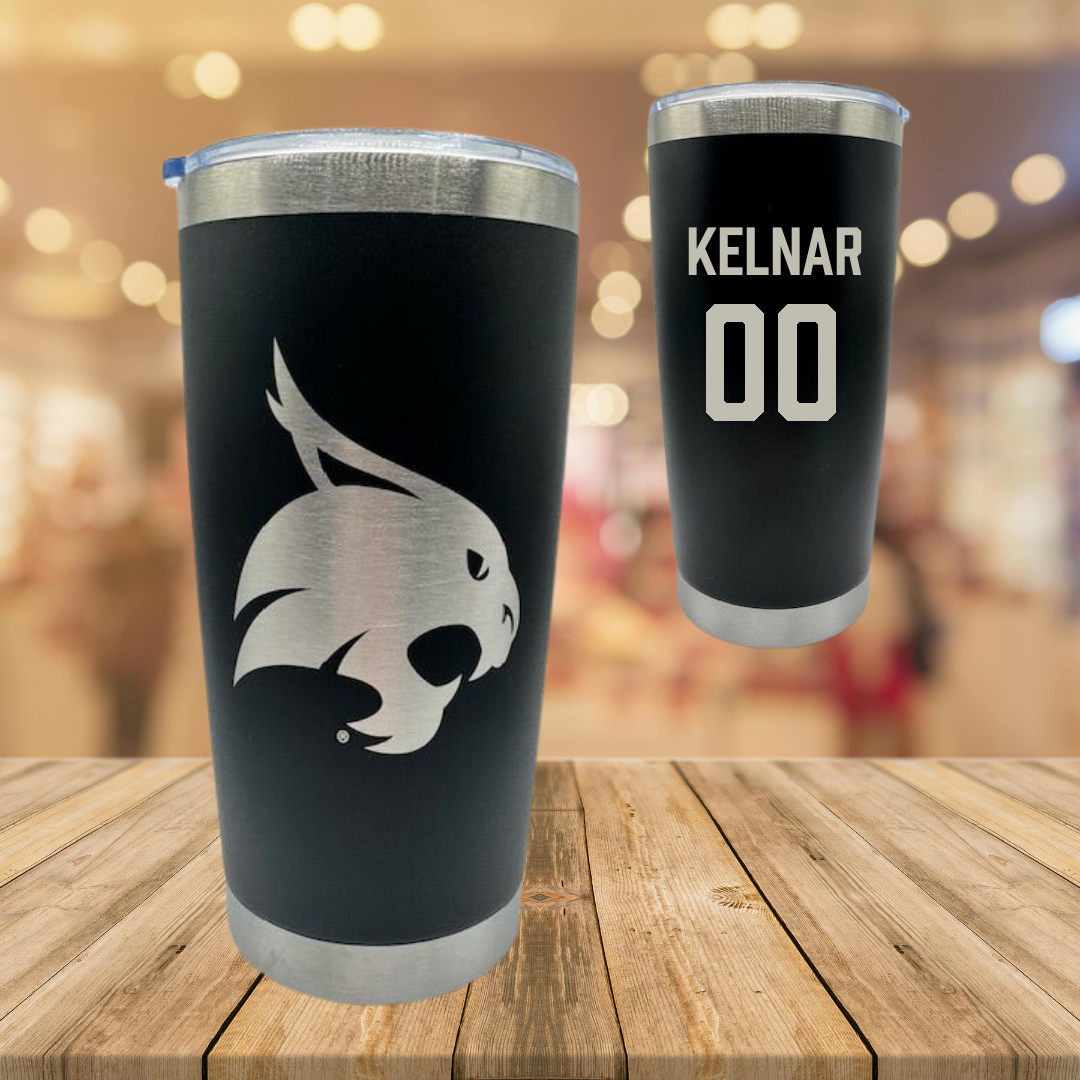 Texas State University Softball Black Stainless Steel Tumbler - #00 Megan Kelnar
