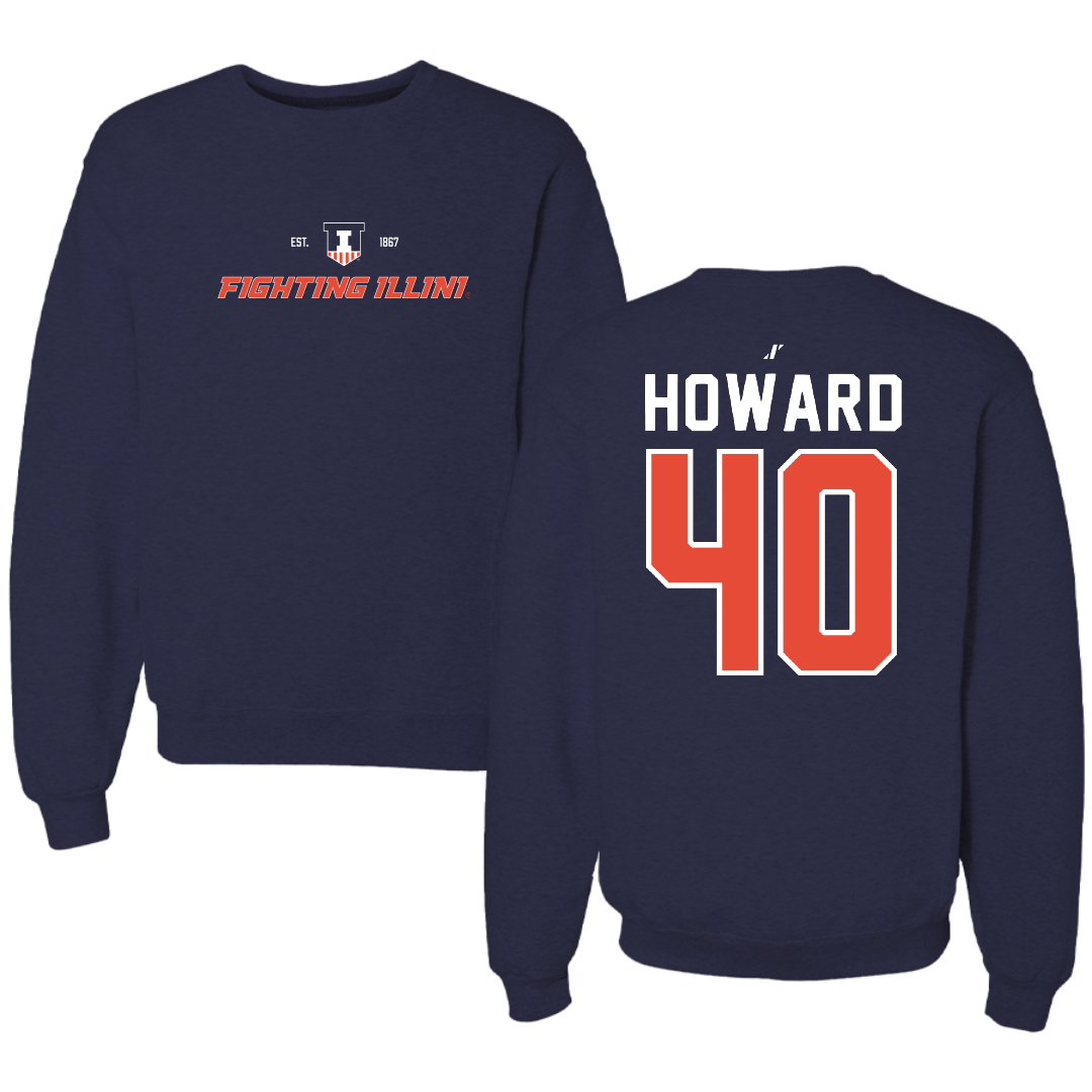 University of Illinois Softball Navy General Crewneck - #40 Zoie Howard