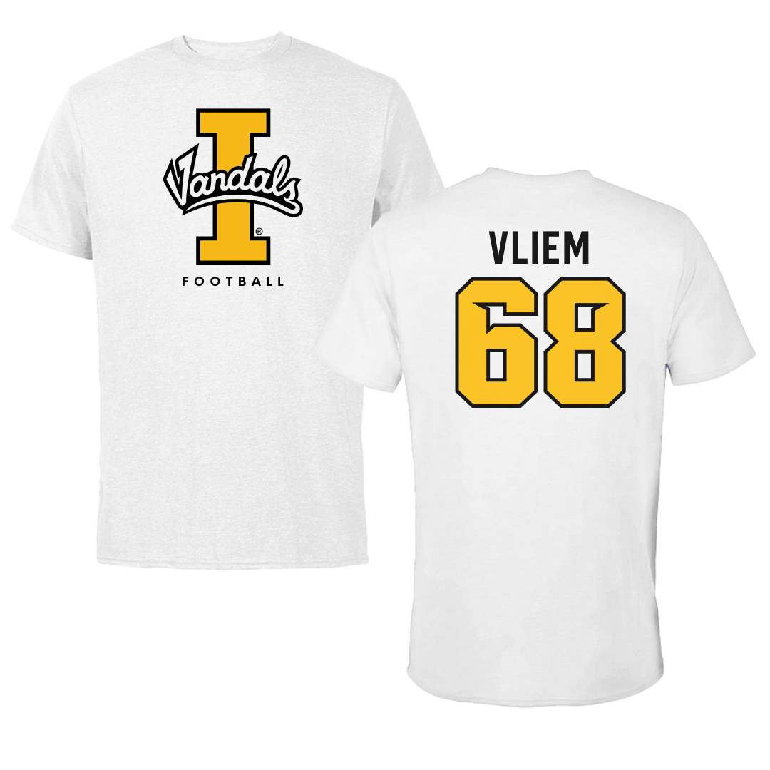 University of Idaho Football White Vandals Performance Tee - #68 Charlie Vliem
