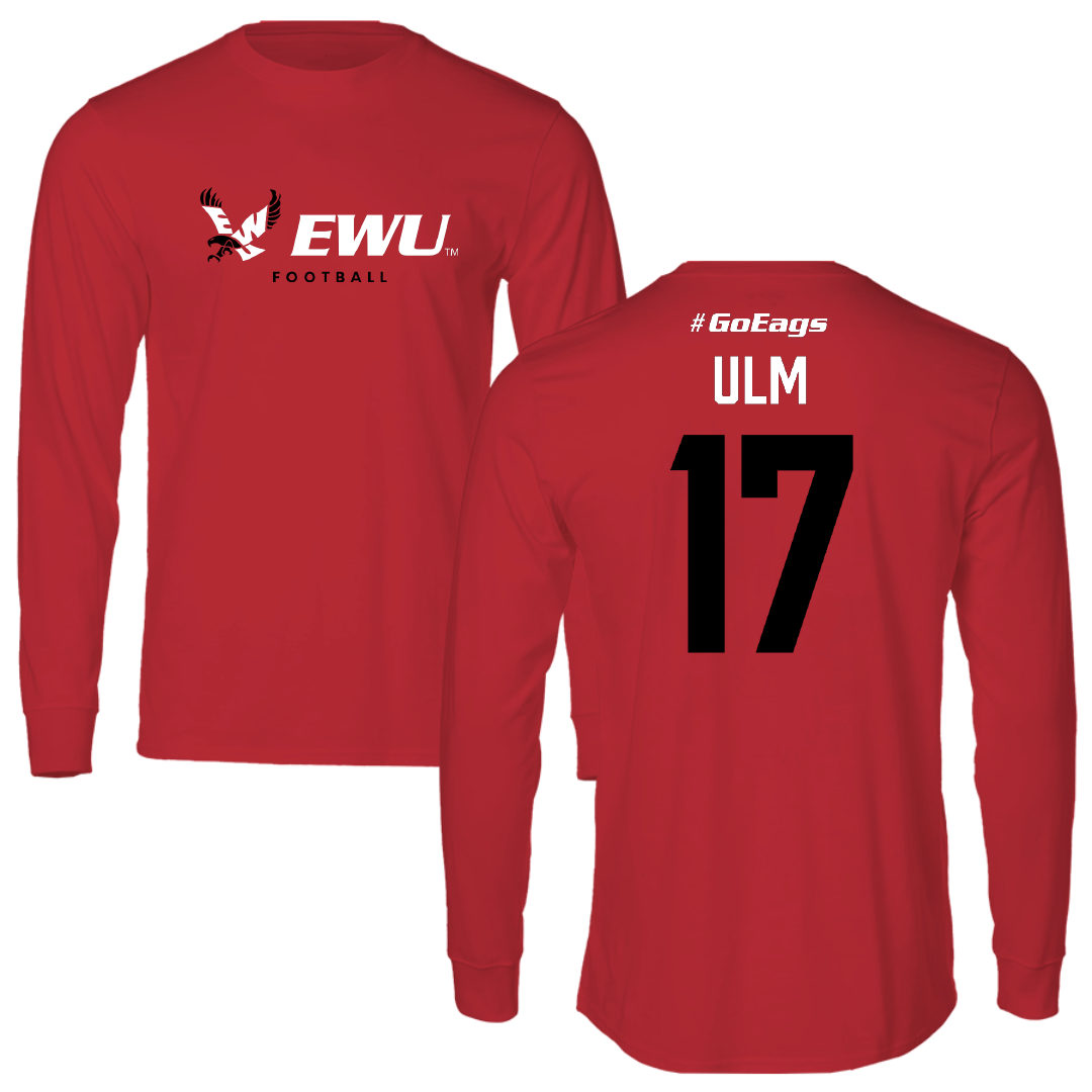 Eastern Washington University Football Red Long Sleeve - #17 Nolan Ulm