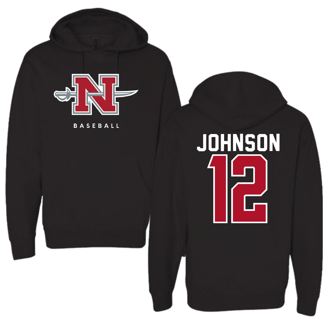Nicholls State University Baseball Black Hoodie - #12 Tyler Johnson