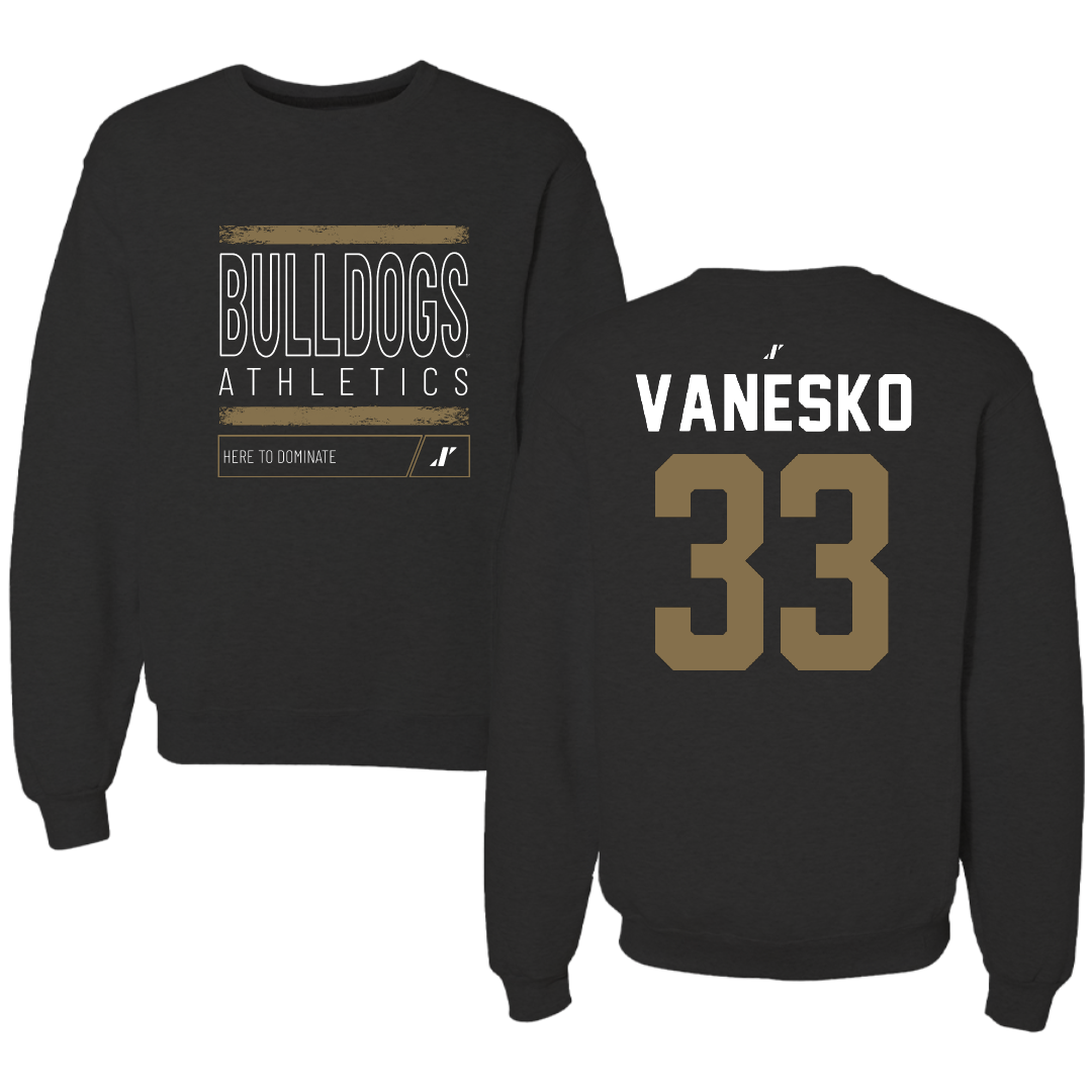 Bryant University Baseball Black Dominate Crewneck - #33 Jackson Vanesko