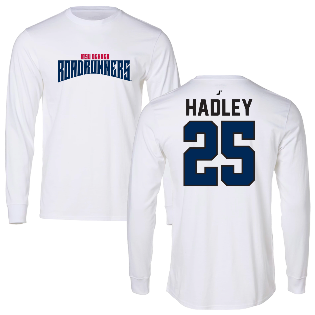 Metropolitan State University of Denver Basketball White Classic Performance Long Sleeve - #25 Blake Hadley