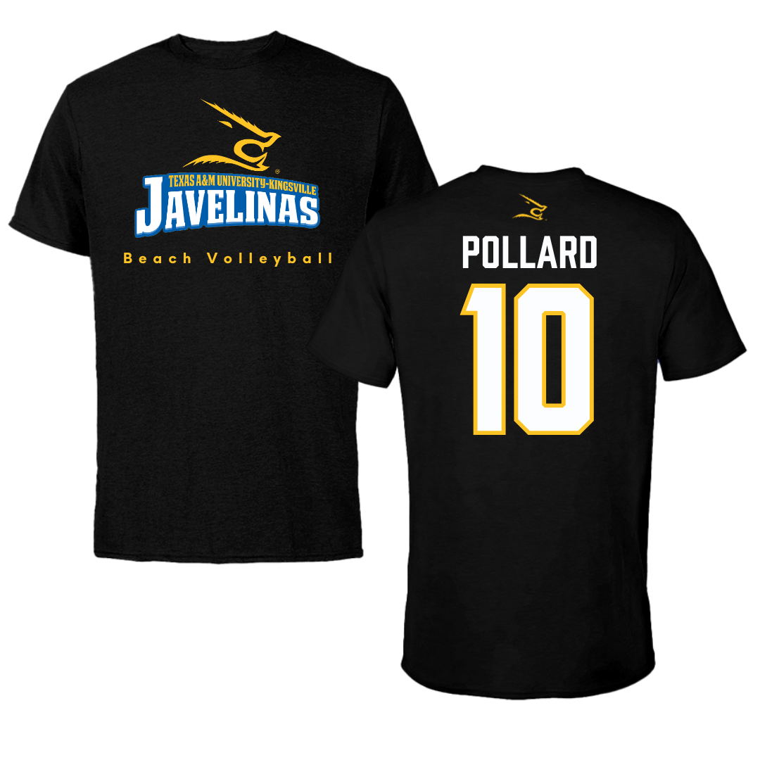 Texas A&M University-Kingsville Beach Volleyball Black Tee - #10 Rylan Pollard