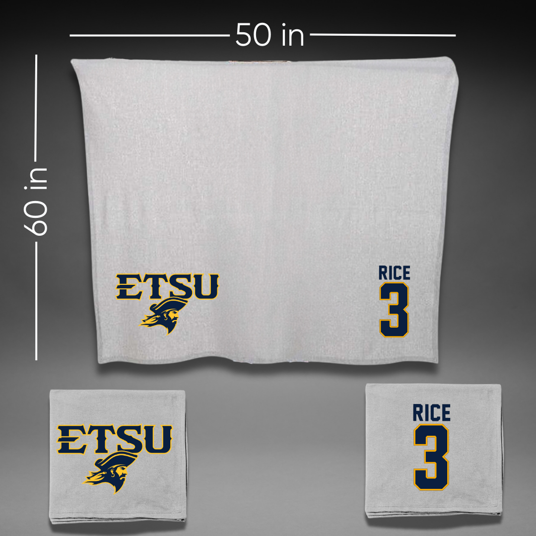 East Tennessee State University Basketball Gray Blanket - #3 Tyler Rice