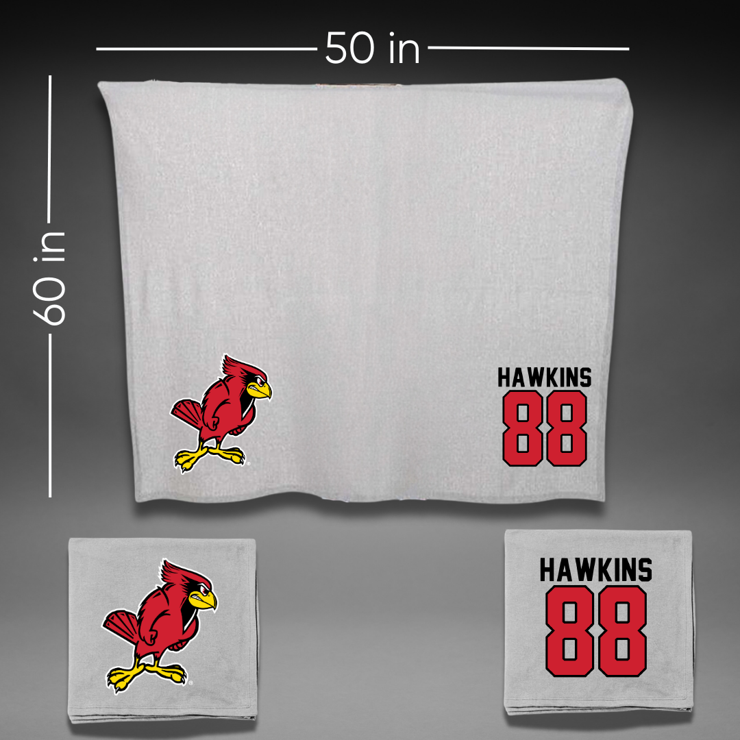 Illinois State University Football Gray Blanket - #88 Nick Hawkins