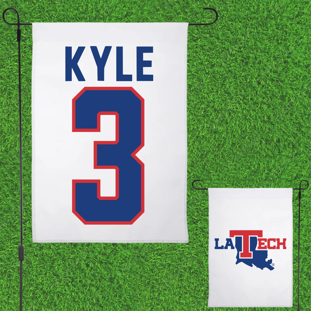 Louisiana Tech University Soccer White Garden Flag - #3 Avery Kyle