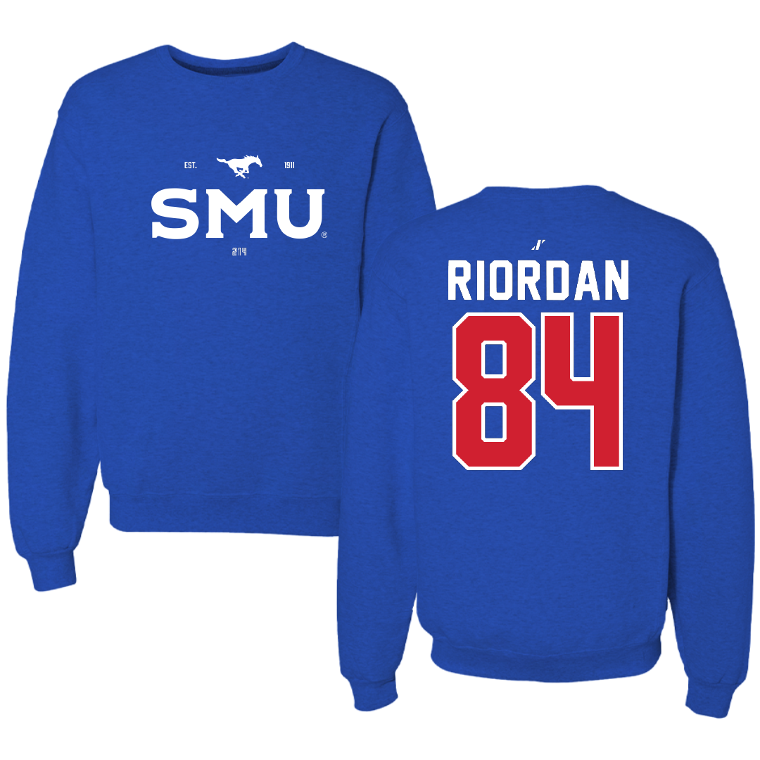 Southern Methodist University Football Blue General Crewneck - #84 Tripp Riordan